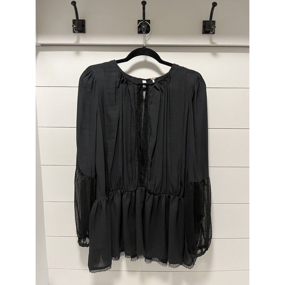 Free People Soul Serene Top Black Size Small Dark Romantic Grunge Witchy